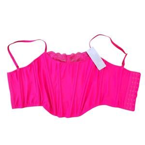 NWT URBAN OUTFITTERS CORSET TOP WOMEN HOT PINK SHAPE WEAR BRA LACE BARBIE SZ S